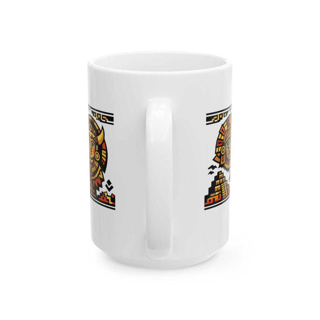 Live Free, Live Happy Ceramic Mug | Aztec Sun Inspirational Cup by PapisDailyRoast™