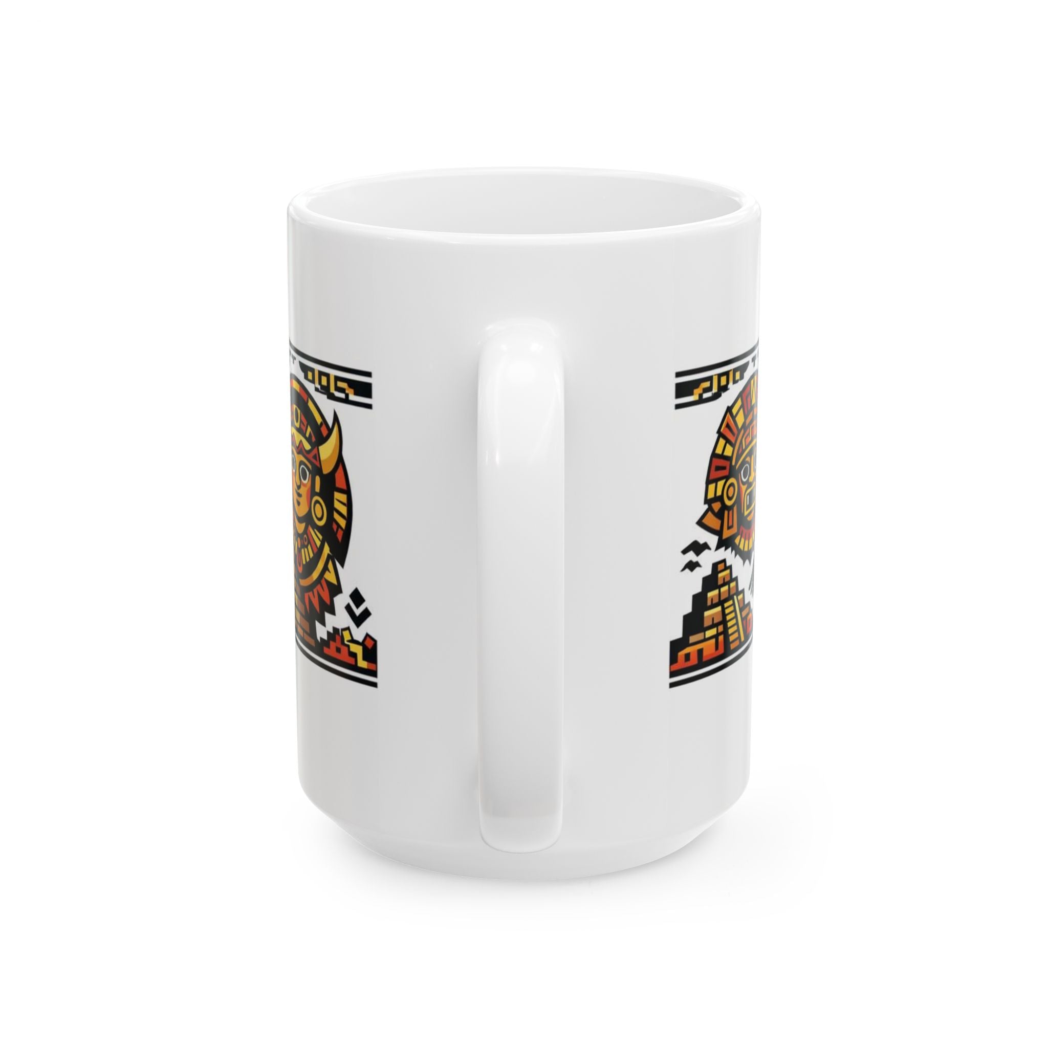 Live Free, Live Happy Ceramic Mug | Aztec Sun Inspirational Cup by PapisDailyRoast™