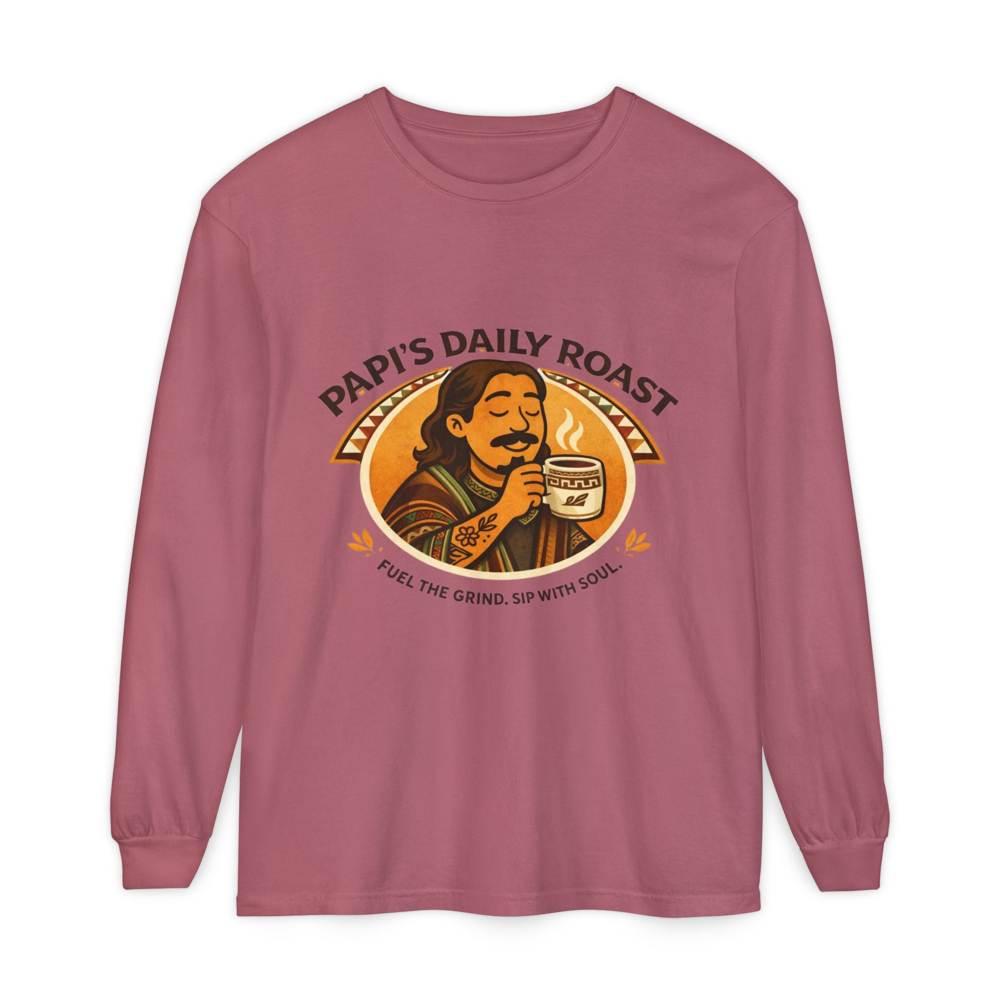Papi's Daily Roast Long Sleeve Tee — Retro Coffee Lover Shirt