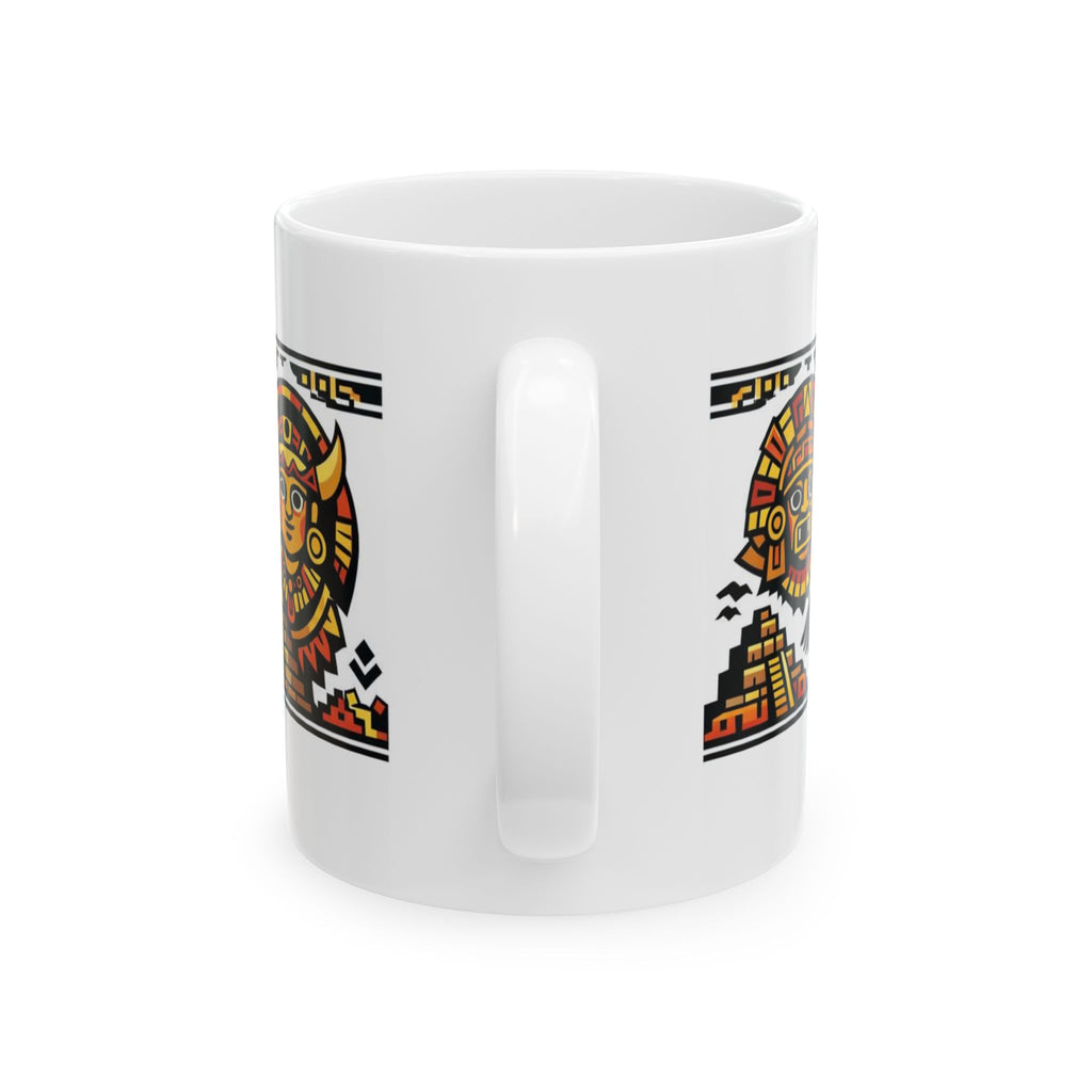 Live Free, Live Happy Ceramic Mug | Aztec Sun Inspirational Cup by PapisDailyRoast™