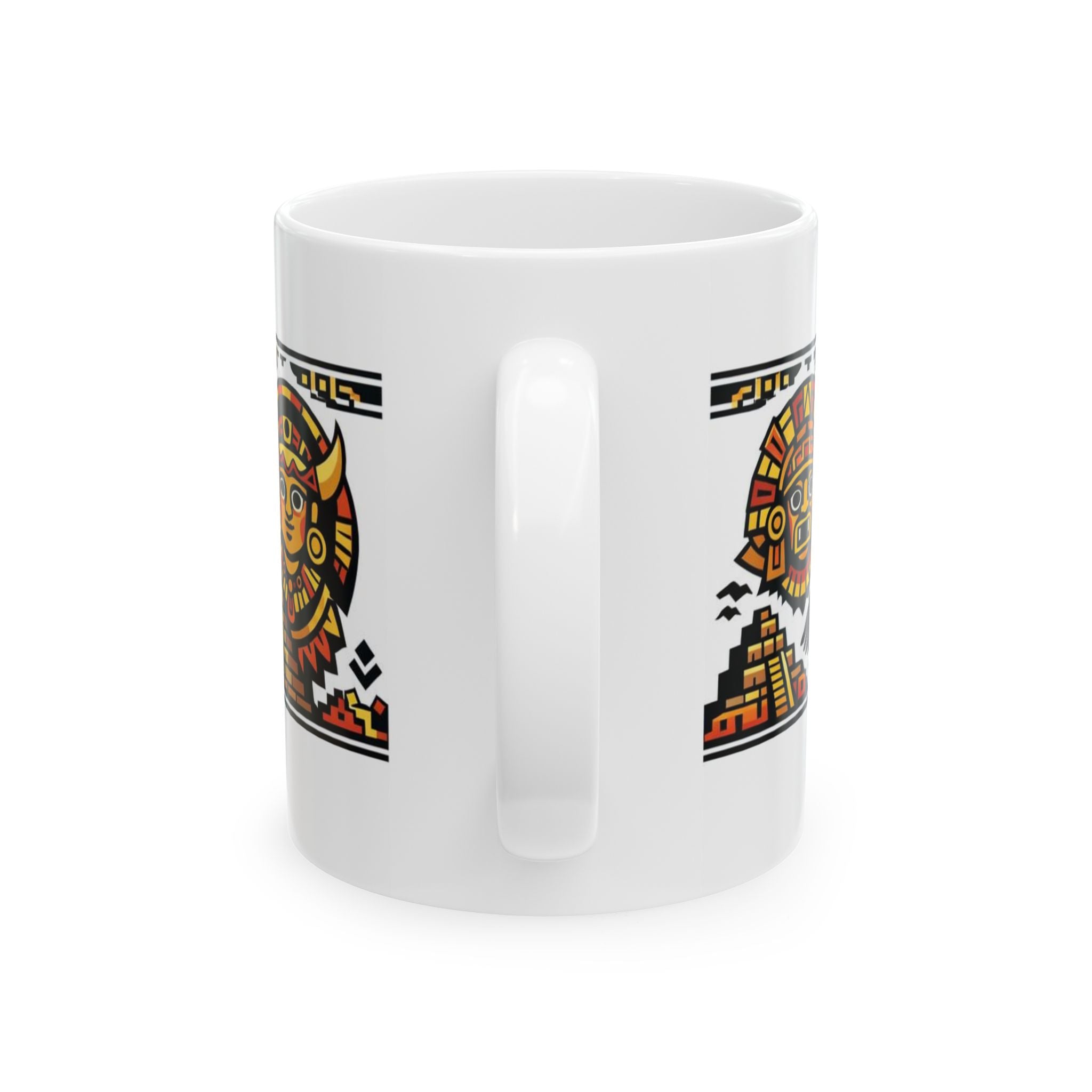 Live Free, Live Happy Ceramic Mug | Aztec Sun Inspirational Cup by PapisDailyRoast™