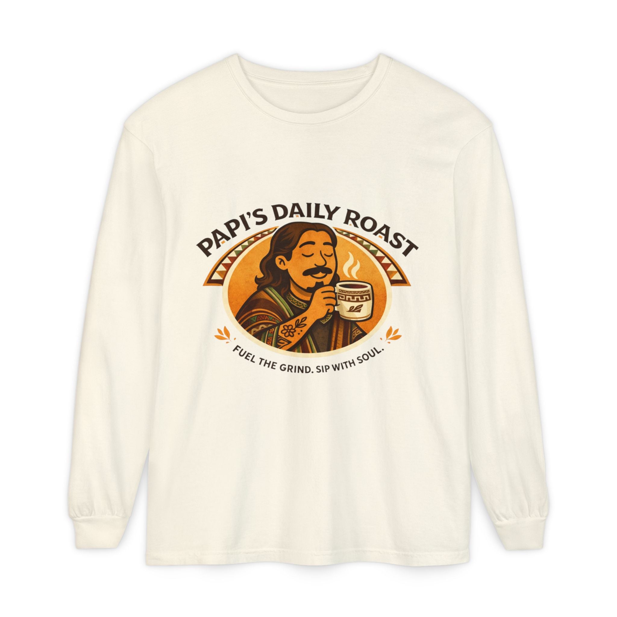 Papi's Daily Roast Long Sleeve Tee — Retro Coffee Lover Shirt