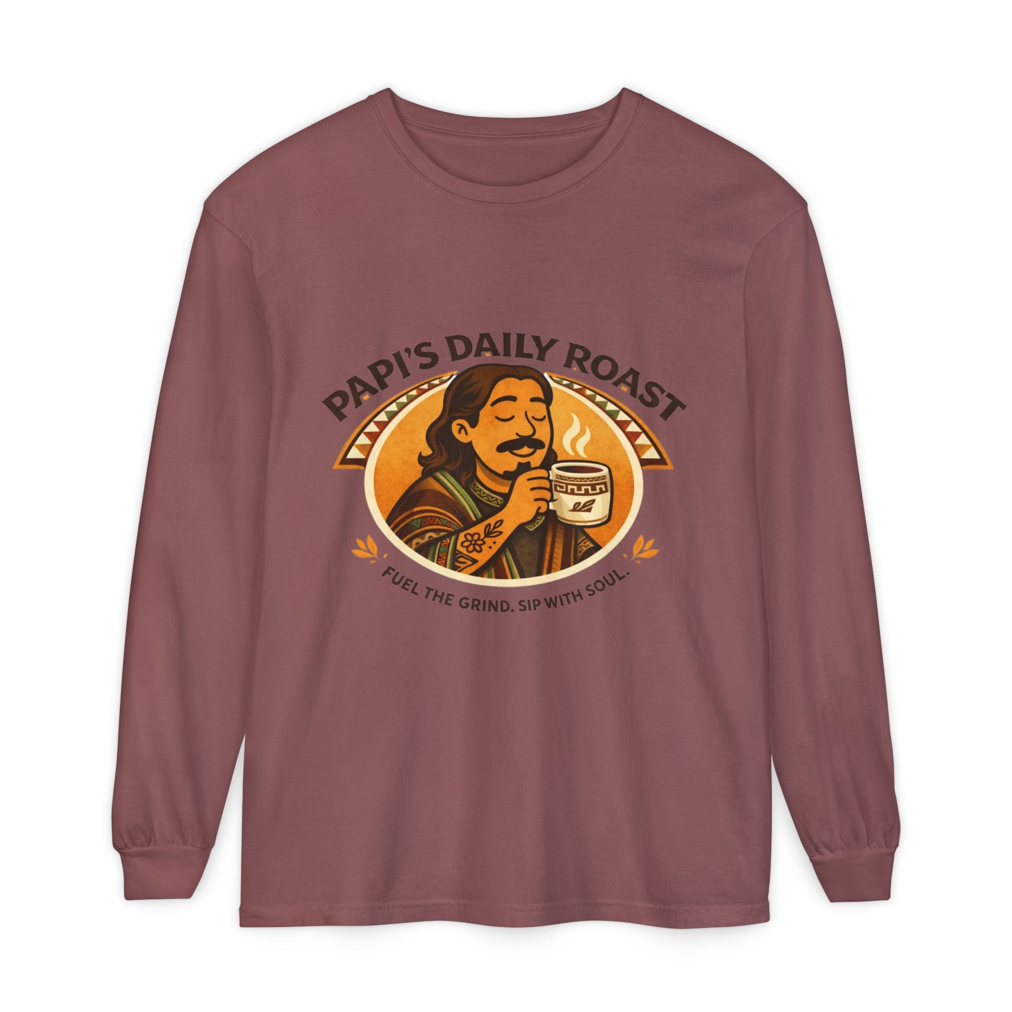 Papi's Daily Roast Long Sleeve Tee — Retro Coffee Lover Shirt