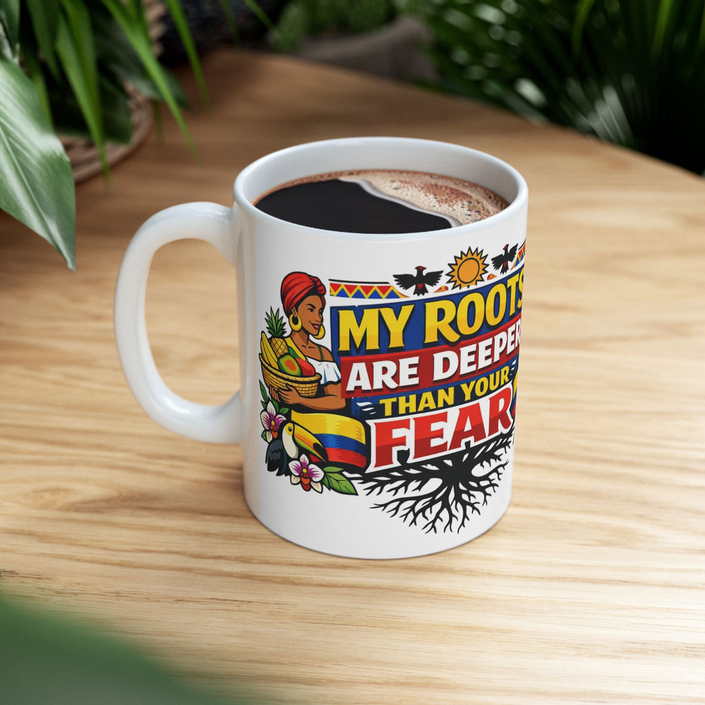 My Roots Are Deeper Than Your Fear Mug | Cultural Heritage & Immigrant Pride Cup by PapisDailyRoast™