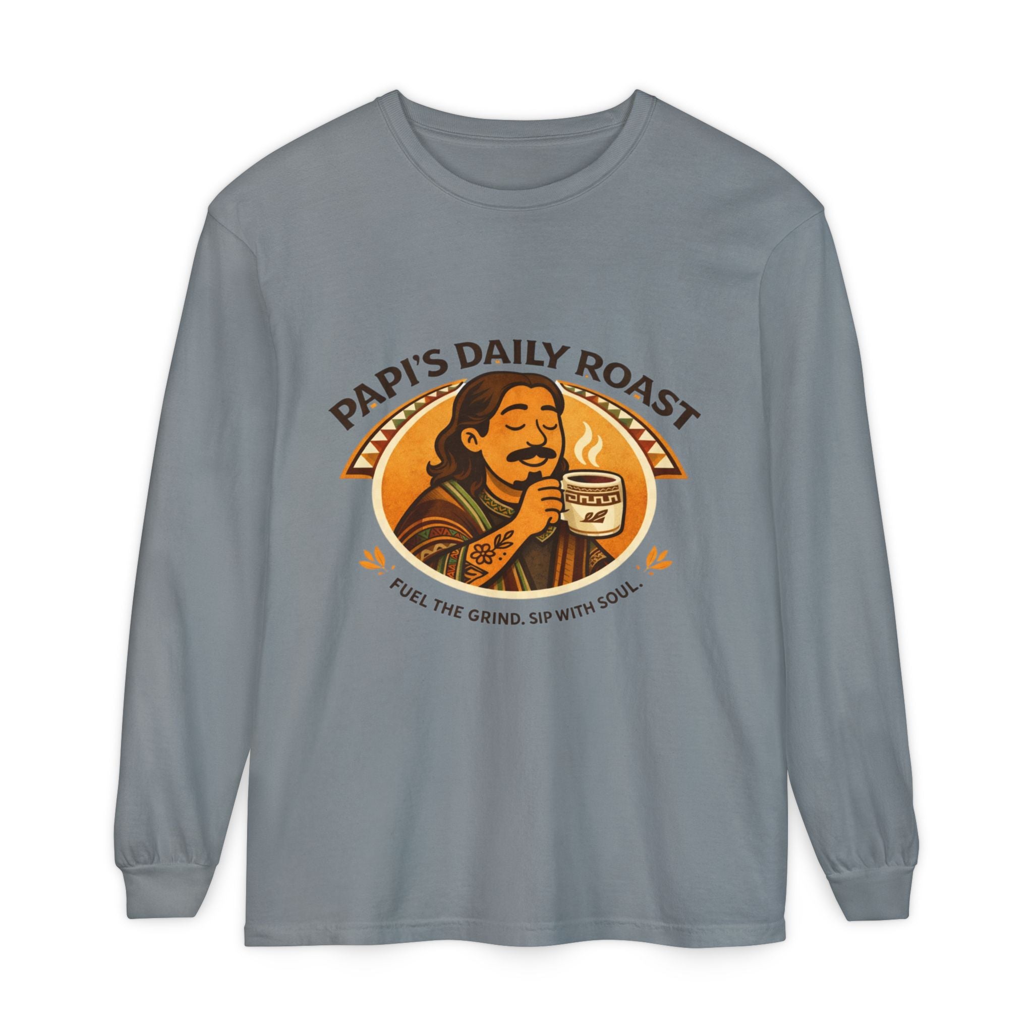 Papi's Daily Roast Long Sleeve Tee — Retro Coffee Lover Shirt
