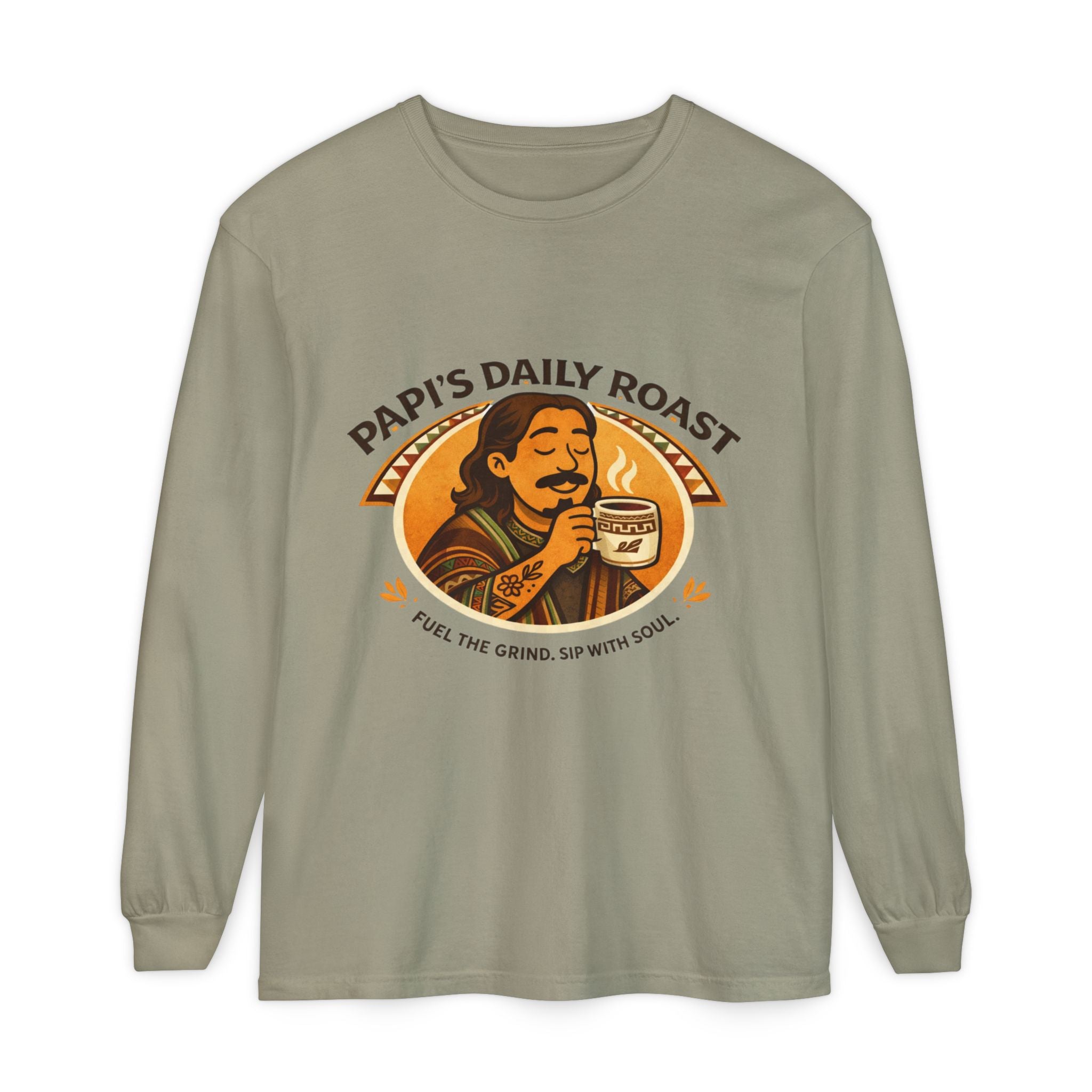 Papi's Daily Roast Long Sleeve Tee — Retro Coffee Lover Shirt