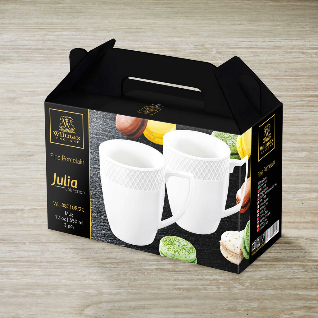 White Coffee Mug 12 Oz | 350 Ml Set Of 2 In Gift Box-4