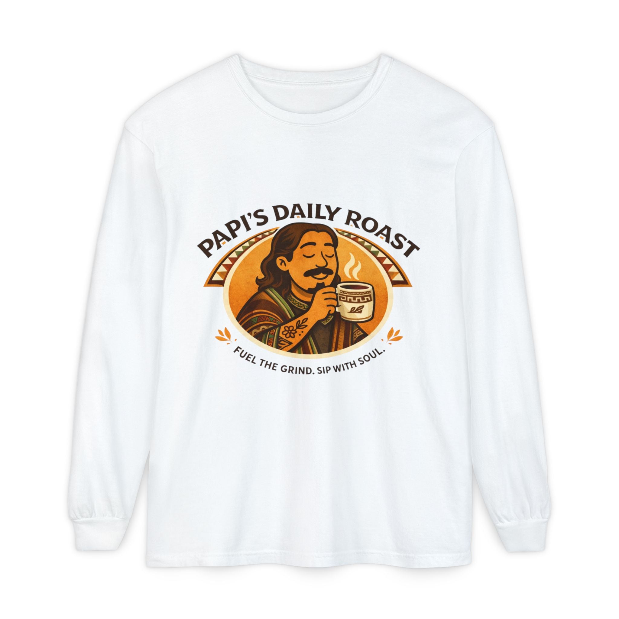 Papi's Daily Roast Long Sleeve Tee — Retro Coffee Lover Shirt